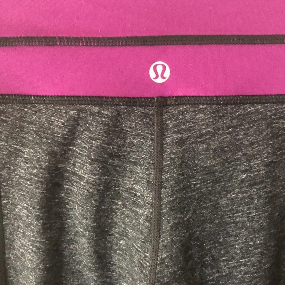Lululemon Cropped Grey / purple waistband leggings Size 4